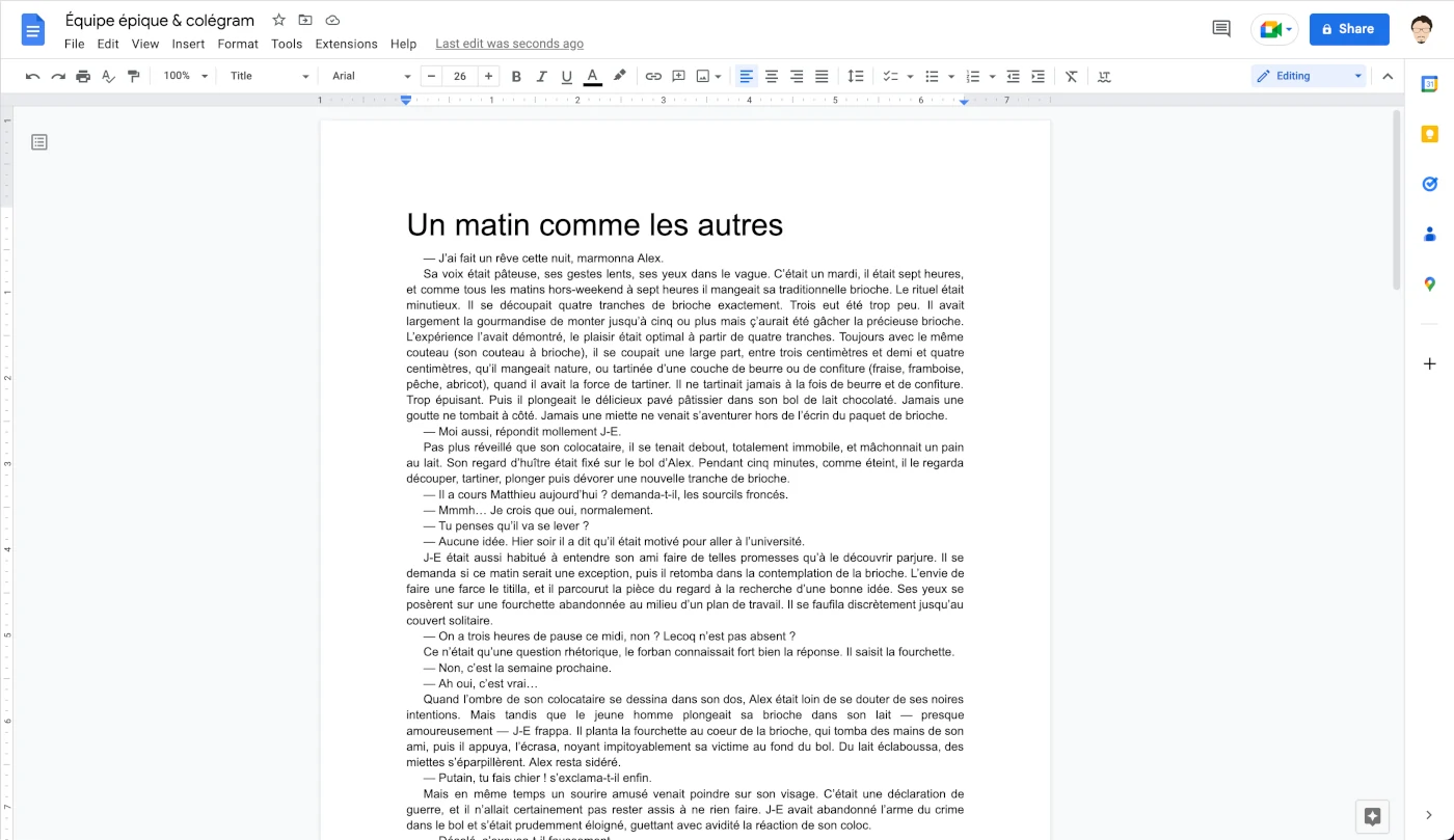 Capture d'écran de Google docs